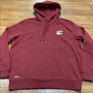 Lacoste Men's Burgundy Hoodie Sweatshirt